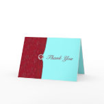 Ruby Red  and Aqua Thank You Card