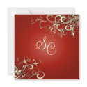 Ruby Red + cream swirls  Wedding Invitations