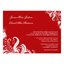 Ruby Red Floral Accent Wedding Invitation