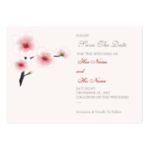Ruby Red Flowers Save The Date MiniCard Business Card Template