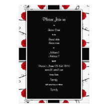 Ruby red roses - wedding invitations customisable