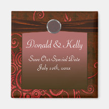 Ruby & Red Velvet Wedding Swirl Magnets