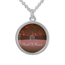 Ruby & Red Velvet Wedding Swirl Personalized Necklace
