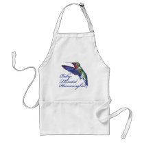 Ruby Throated Hummingbird Scripted Aprons