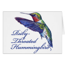 Ruby Throated Hummingbird Scripted Greeting Card