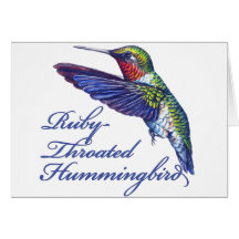 Ruby Throated Hummingbird Scripted Greeting Card