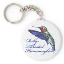 Ruby Throated Hummingbird Scripted Key Chain