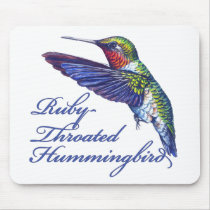 Ruby Throated Hummingbird Scripted Mouse Pads