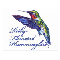 Ruby Throated Hummingbird Scripted postcards