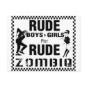 Rude boys and girls for rude zombie postcards