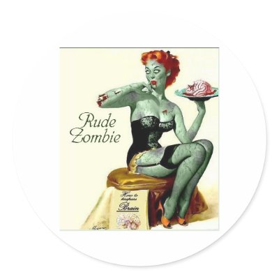 Rude Zombie "The First Bite" Round Stickers by RudeZombie757