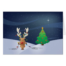 Rudolph Christmas Lights Card