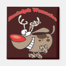 rudolph reindeer wannabe puppy dog refrigerator magnet