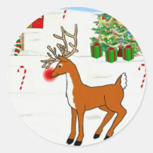 Rudolph Round Stickers