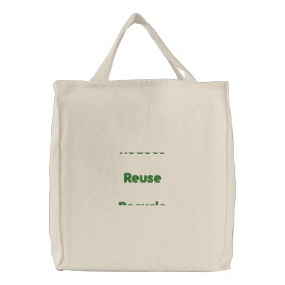 Ruduce ReuseRecycle Embroidered Tote Bag Ruduce ReuseRecycle Embroidered Tote Bag