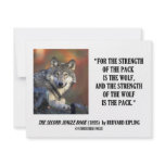 Rudyard Kipling Strength Of the Pack Wolf Quote invitations