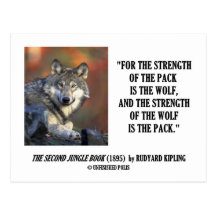 Rudyard Kipling Strength Of the Pack Wolf Quote Post Card
