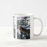 Ruffed grouse perched in a snowy tree mugs