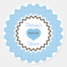 Ruffle Sticker, blue, white and brown