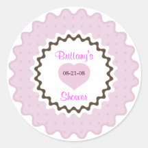 Ruffle Sticker, pink, white and brown