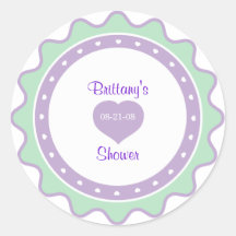 Ruffle Sticker, puirple and green hearts