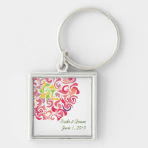 Ruffled Dahlia Floral Wedding Keychain