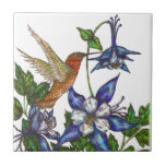 Rufous Hummingbird and Columbine Ceramic Tiles
