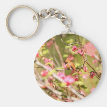 Rufous Hummingbird and Flowers Keychains