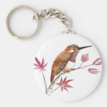 Rufous Hummingbird perching Keychains