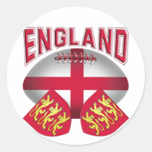 Rugby Ball Flag of England Round Stickers