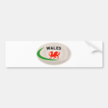 Rugby Ball Wales Welsh dragon Bumper Stickers