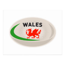 Rugby Ball Wales Welsh dragon Postcard