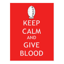 Rugby - Keep Calm & Give Blood Post Card