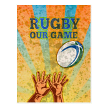 rugby player hands catching ball post cards