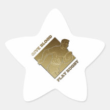 rugby player metallic gold give blood, play rugby stickers