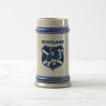 rugby player running ball scotland flag shield coffee mug