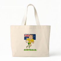 Rugby player running with ball Australia flag Bags