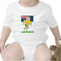 Rugby player running with ball Australia flag Bodysuit