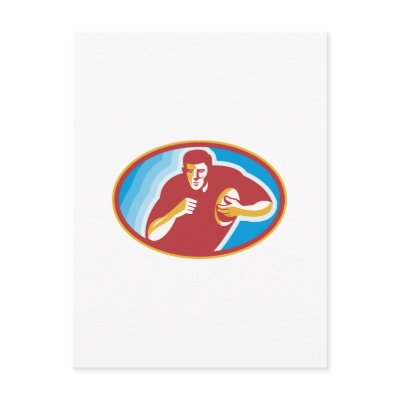Rugby Player Running With Ball Postcards