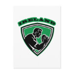 rugby player with ball Ireland shield postcards