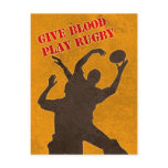 rugby players catching lineout throw postcard