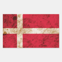 Rugged Danish Flag Rectangle Sticker