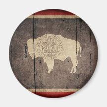 Rugged Wood Wyoming Flag Magnet