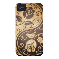 Rugged Yin Yang Roses, tight Iphone 4 Cover