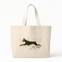 Run For Fun, Black Doberman Canvas Bags