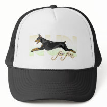 Run For Fun, Black Doberman Trucker Hat