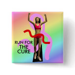 Run For The Cure Breast Cancer Awareness Button