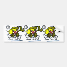 Runaway Fish funny running fish cartoon Bumper Sticker