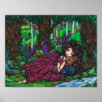 "Runaway Princess" Fairy Dragon Fantasy Forest Art Print