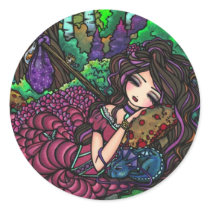 "Runaway Princess" Fairy Dragon Fantasy Forest Art Stickers